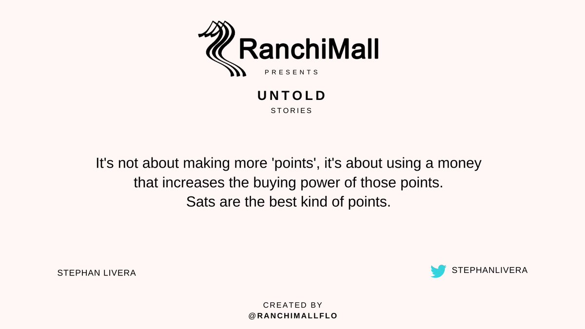 ranchimallFLO's tweet photo. The only way to make more points is to be in the game.

Today in #rmstories 179
@stephanlivera 𝗦𝘁𝗲𝗽𝗵𝗮𝗻 𝗟𝗶𝘃𝗲𝗿𝗮
says... 

#cryptocurrency https://t.co/LRCblaPWJZ