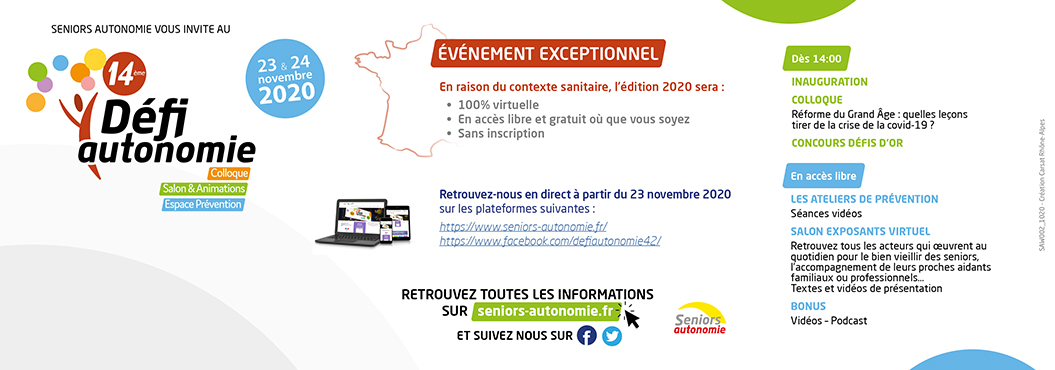 Defi_autonomie's tweet photo. Rejoignez-nous demain 23 Novembre dés 14h00 sur https://t.co/wFnlZAcJnP pour découvrir le Défi Autonomie 2020 et suivre le 14ème Colloque. Programme et intervenants : https://t.co/kyuxj8dBUu
Accès libre et gratuit https://t.co/KP28IQsOjB