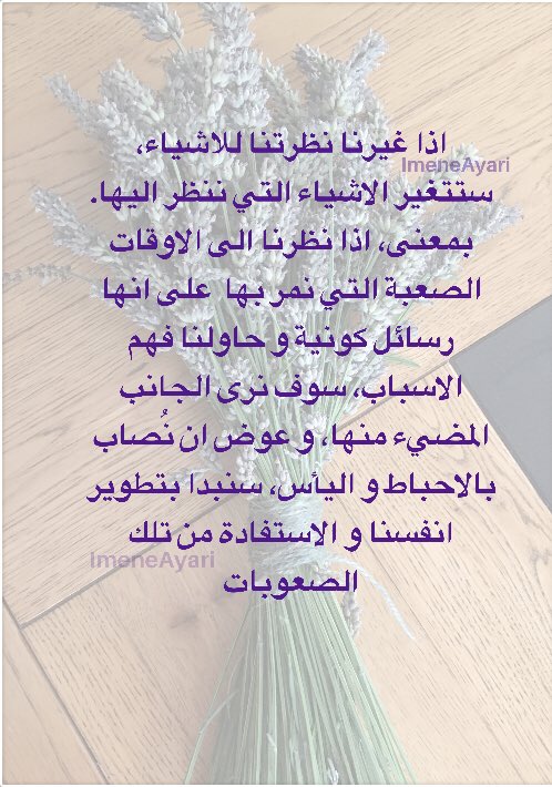 غير نظرتك للاشياء و ستتغير الاشياء التي تنظر اليها