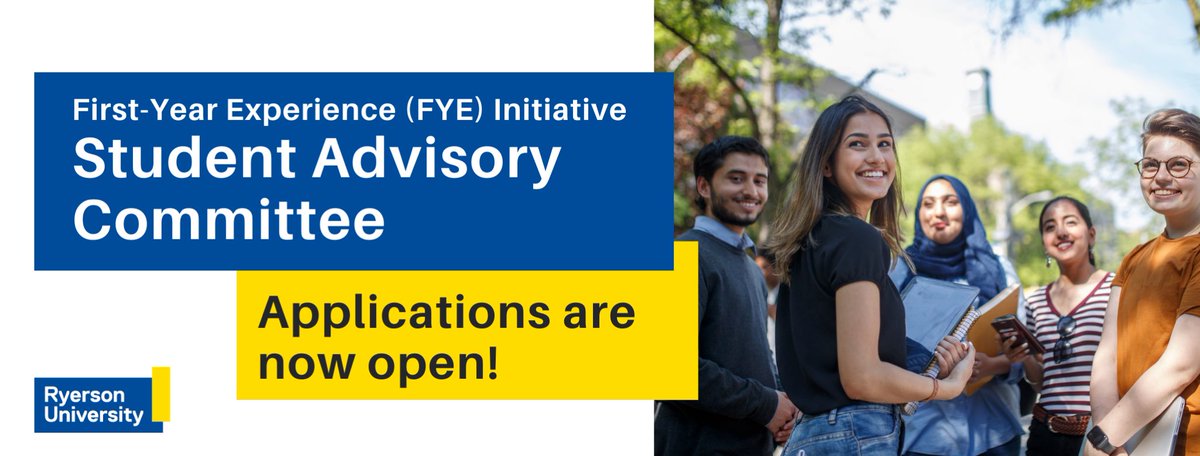Apply now for the The First-Year Experience Student Advisory Committee <a href="/RyersonU/">Ryerson University</a> to inform the development of a for-credit course to support the transition of undergraduate students! To learn more &amp; to apply click here: bit.ly/35mwQEi