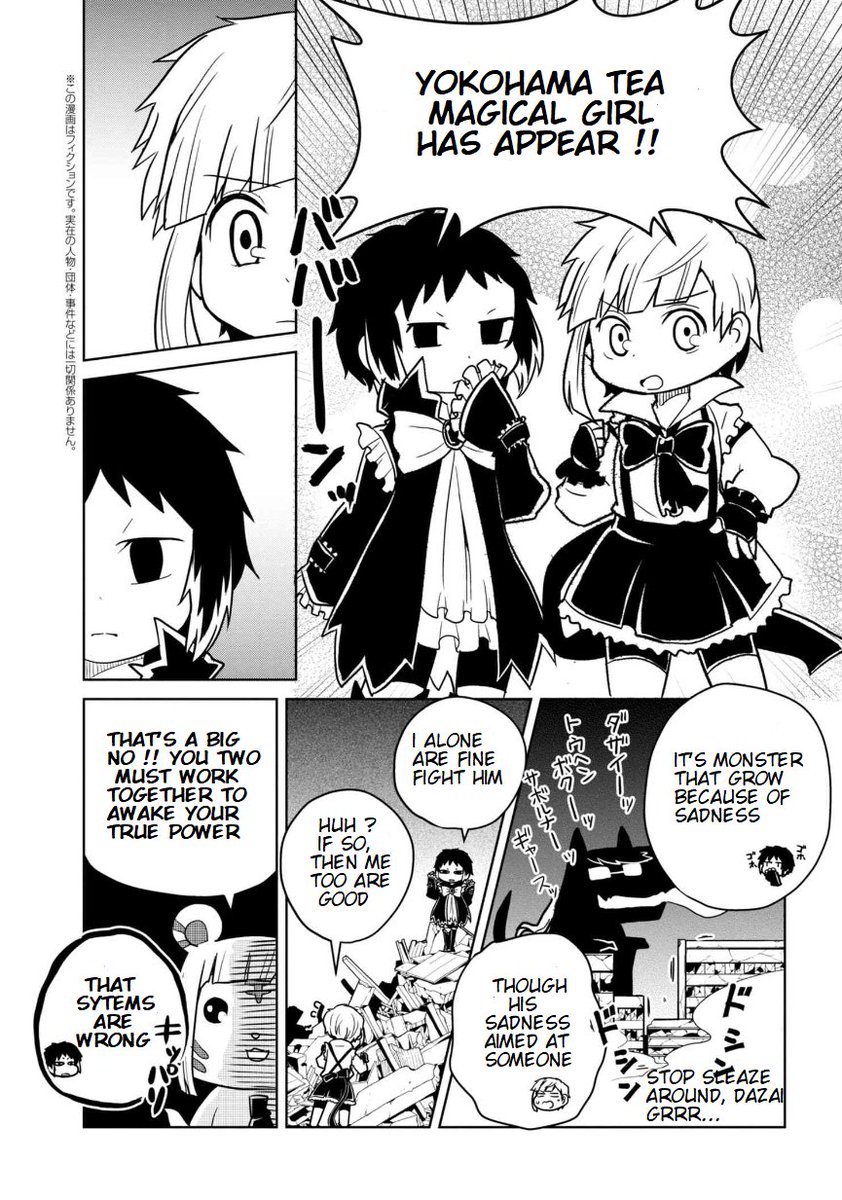 𝐖𝐚𝐧! 𝐜𝐡𝐚𝐩𝐭𝐞𝐫 𝟖𝟐𝐌𝐚𝐠𝐢𝐜𝐚𝐥 𝐠𝐢𝐫𝐥𝐬 𝐒𝐨𝐮𝐤𝐨𝐤𝐮 *Part 1*The iconic Magical girls Skk and Sskk,Atsushi and Akutagawa are struggling to defeat a big monster and Dazai and Chuuya as their mentors come to give them precious advices,they end up winning!  #soukoku