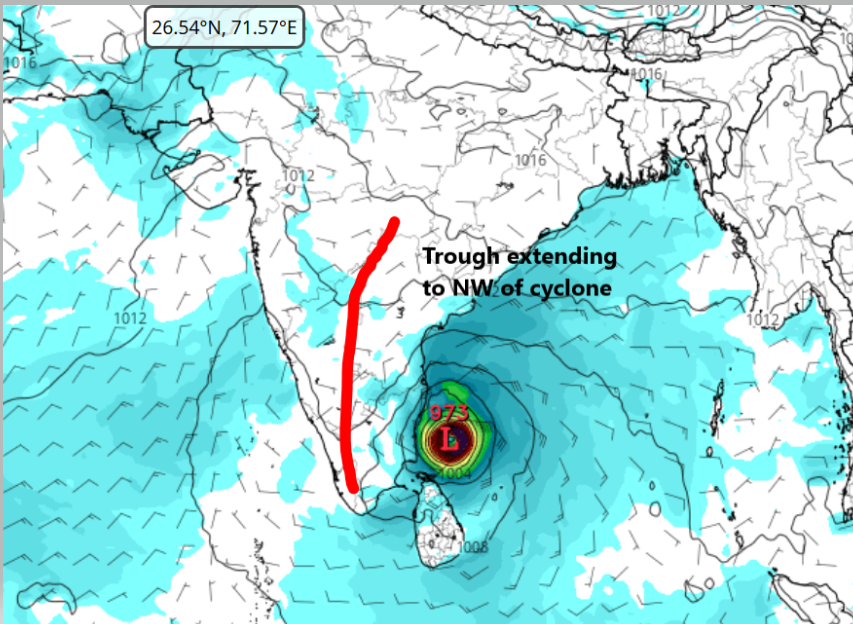 Rajani_Weather's tweet photo. #WeatherFeatures
Cat-2/3 Cyclone to cross #TamilNadu coast on 25-Nov. Moisture pull of cyclone from N-NE
Convergence of winds seen over S #Andhra on 24-Nov extending to #Rayalaseema on 25-Nov
Trough extending to NW of cyclone passing #Rayalaseema https://t.co/X0VNxizbae
