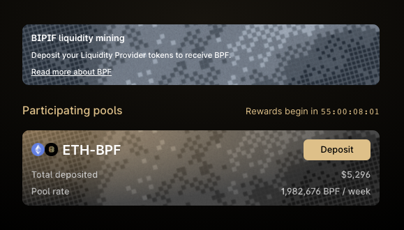 bitpif's tweet photo. π° 10,000,000 $BPF Liquidity Mining Campaign on 60 days period!
1οΈβ£ Buy BPF/Claim BPF
2οΈβ£ Add liquidity BPF/ETH pool
3οΈβ£ Stake
https://t.co/DrWGQi69q3
@cctip_io draw 5000 BPF 5000
#bitpif #liquiditymining #yieldfarming #staking #cryptocurrency https://t.co/GdoGKzoEfW