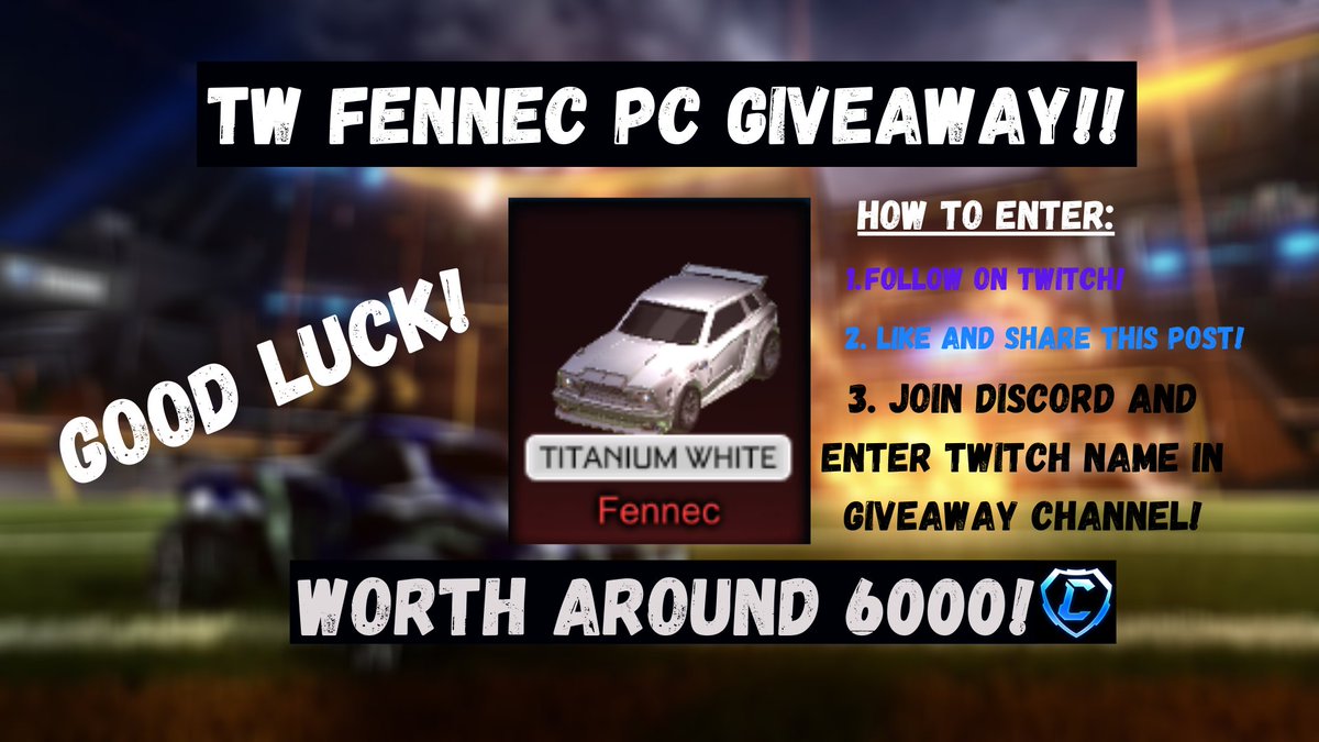 MosinUk's tweet photo. Get involved! Giving away my TW Fennec to one lucky viewer! Follow the steps to enter and winner will be drawn on Christmas day! #Rocketleague #rl #rlgiveaway #giveaway #rocketleaguegiveaway #fennec #twfennec #streamer #smallstreamer #rlcs #discord #ttv #twitch #pc https://t.co/dYjvmXRMrj