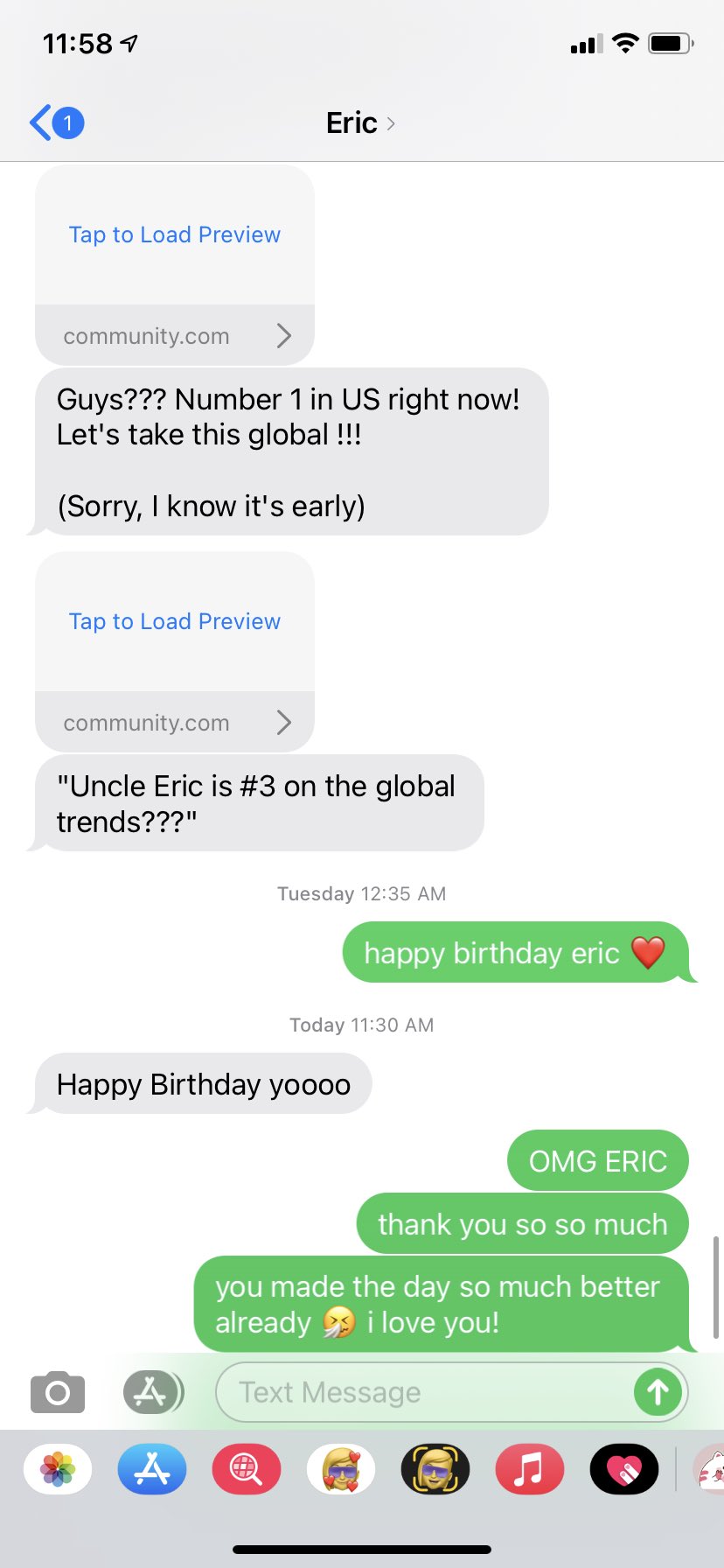 GUYS GUYS GUYS ERIC TEXTED ME ERIC NAM TEXTED ME HAPPY BIRTHDAY 