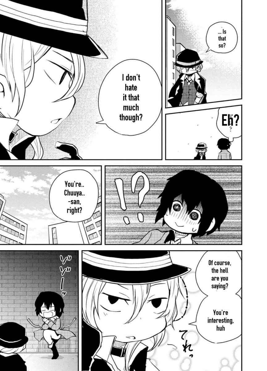 𝐖𝐚𝐧! 𝐜𝐡𝐚𝐩𝐭𝐞𝐫 𝟗𝟐:𝐋𝐨𝐯𝐞𝐫𝐬& #39; 𝐛𝐨𝐨𝐤 *Part 1*Chuuya read without knowing what he was Kouyou& #39;s romance book about how to help couple stop quarrelling,he uses the techniques to try stop bickering with Dazai in vain,and in the end Dazai is the one flirting^^  #soukoku