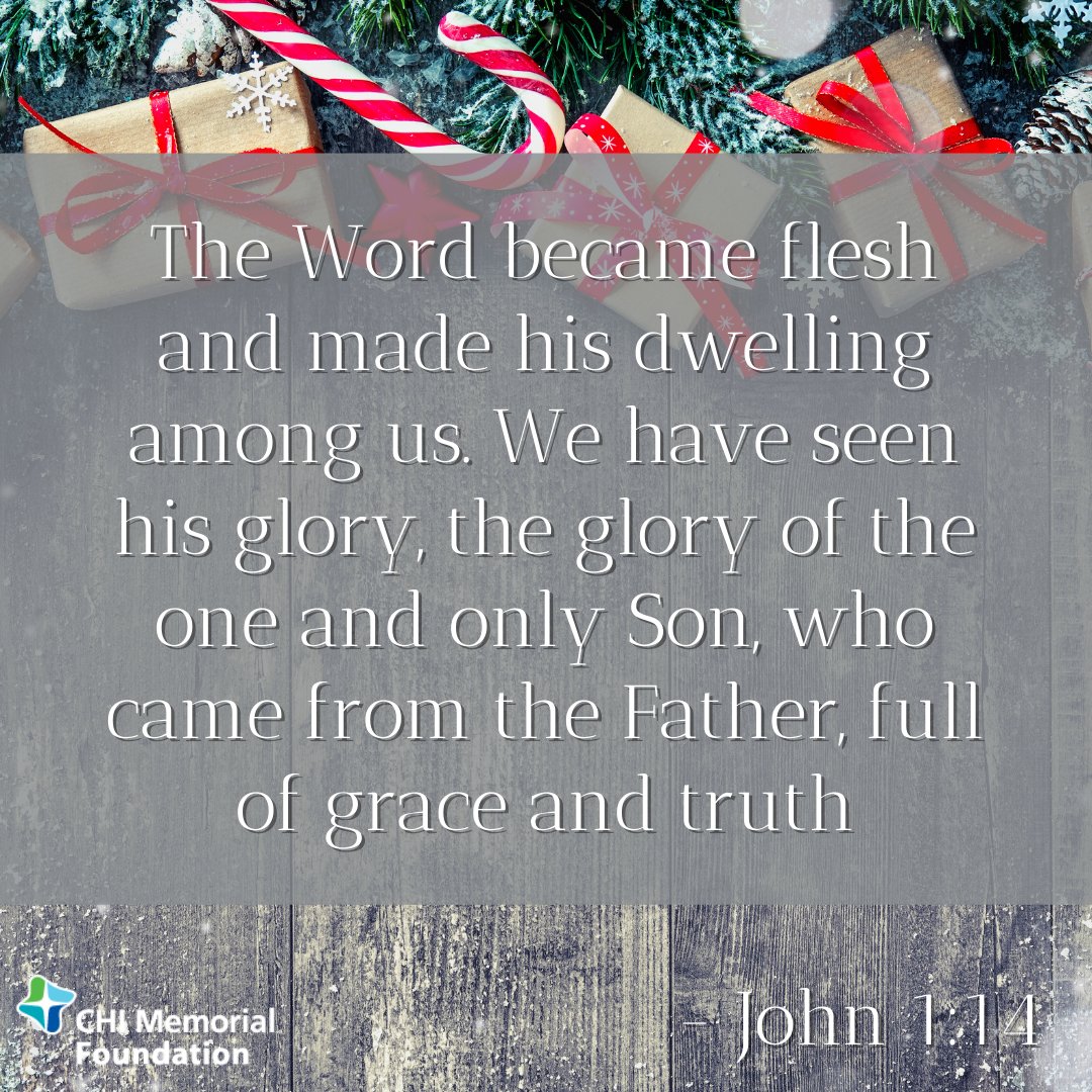 memorialgiving's tweet photo. #FridayFaithful "The Word became flesh and made his dwelling among us. We have seen his glory, the glory of the one and only Son, who came from the Father, full of grace and truth." - John 1:14 https://t.co/VRwSzLEvKV
