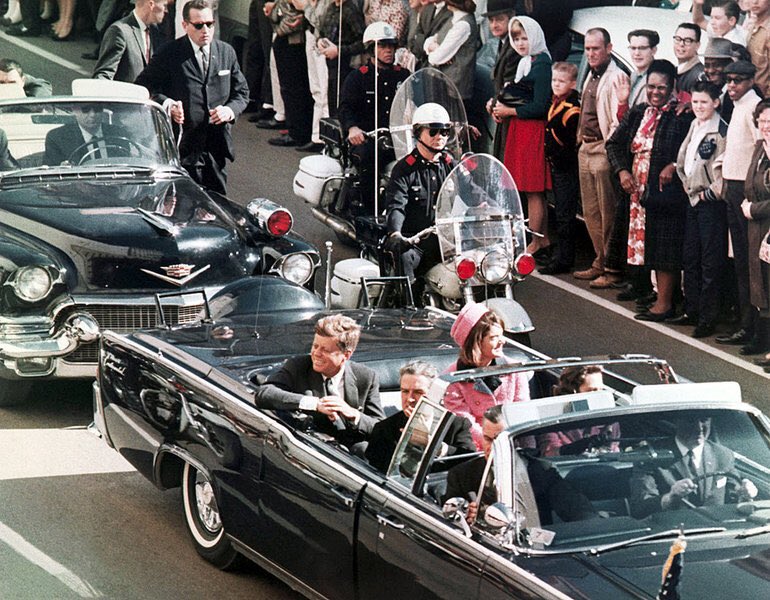 The motorcade makes its way to Downtown Dallas— 12:10 PM CT, November 22, 1963