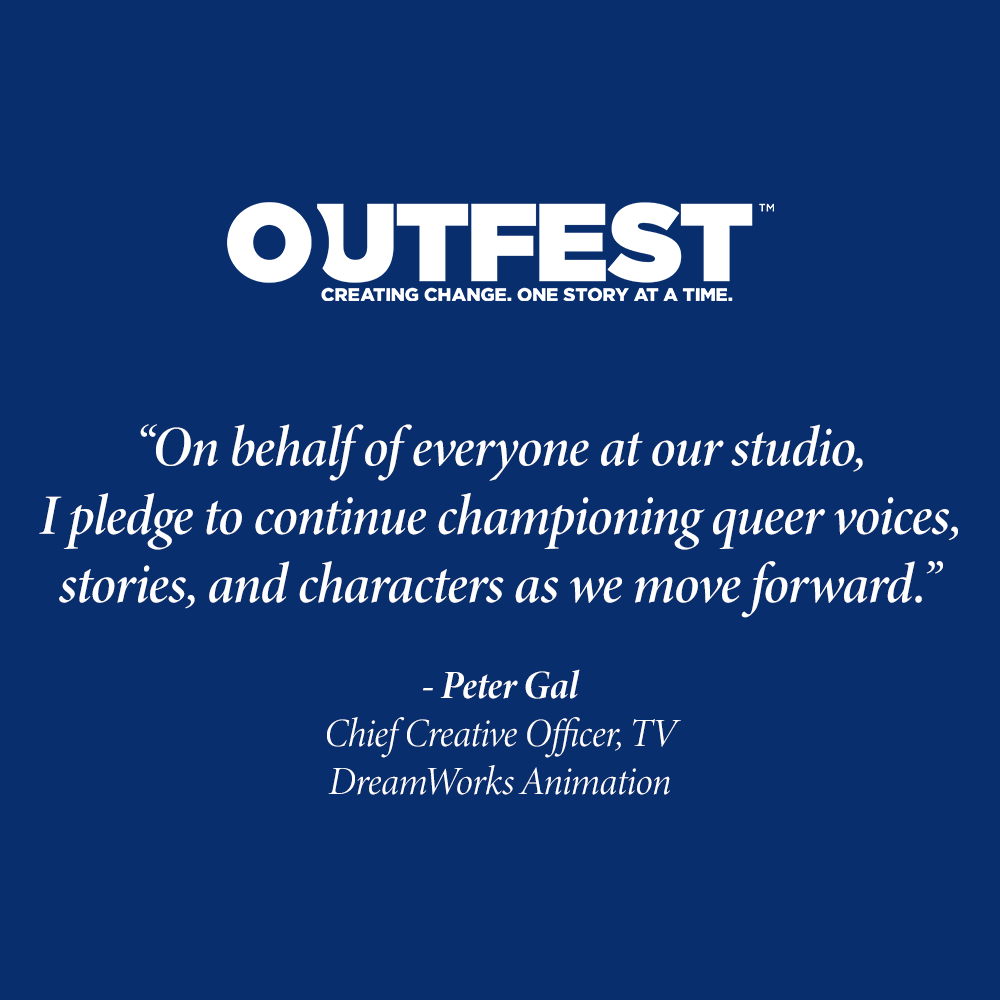 Thank you @Outfest for honoring DreamWorks Animation with this incredible Guardian Award! Here is a statement from our Chief Creative Officer, TV, Peter Gal.