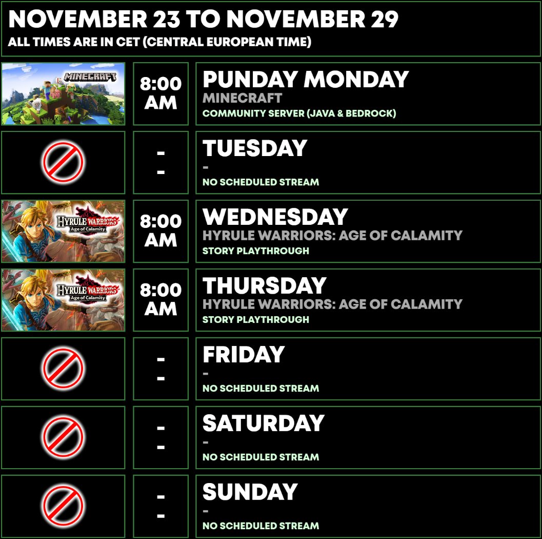 BoterhamTTV's tweet photo. November 23 to November 29

I can't lie. I already started playing Age of Calamity, but I'm not that far yet!

Let's start off the week with some Minecraft and ending the week with the story of what happened 100 years ago.

https://t.co/Ghf5vbwa8S
https://t.co/oqBZTwlwHJ https://t.co/o0pU7dpa12