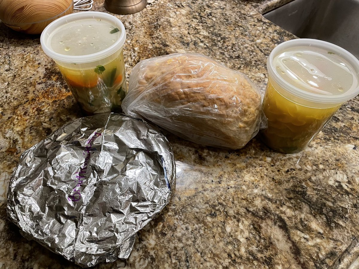 awbraithwaite's tweet photo. Someone had compassion on our COVID-infected family and drove off before we could thank them. Homemade soup, bread and cookies. To that family (we have a pretty good idea who it was)...Thank you! #GiveThanks https://t.co/6c0Q0QNsSu