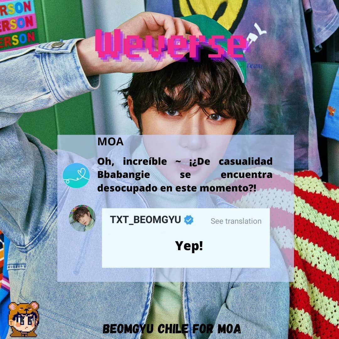 BeomGyuCL's tweet photo. [WEVERSE ☆ 20.11.22]

Beom interactuando con Moa 💛

#BEOMGYU #범규 #BlueHour_AR #TXT_BlueHour #minisode1 #BlueHour #투모로우바이투게더

Cr. Weverse
[Beomgyu Chile🌪️ ] https://t.co/vPlWwowos4