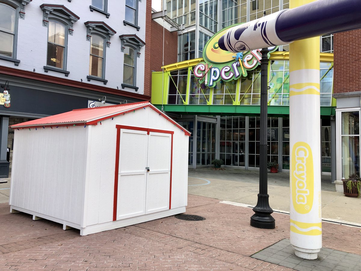 cityofeastonpa's tweet photo. The first The Winter Village in Historic Easton huts have been put in place in the Crayola quadrant! Soon they will be festively decorated and filled with vendors from some of your favorite City of Easton shops and restaurants... https://t.co/6AFe4o06Rd