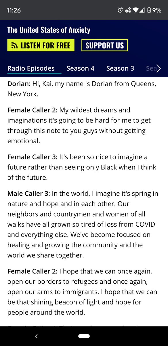 TurquoiseMason's tweet photo. @WNYC OMG I just about fell out of my chair hearing my own voice on the most recent ep. of United States of Anxiety!!!! I'm male caller 3!!  I hope everyone out there is still hopeful for the future. It's coming no matter what, but we can choose to make it better via our actns! https://t.co/R37pOs8jHW