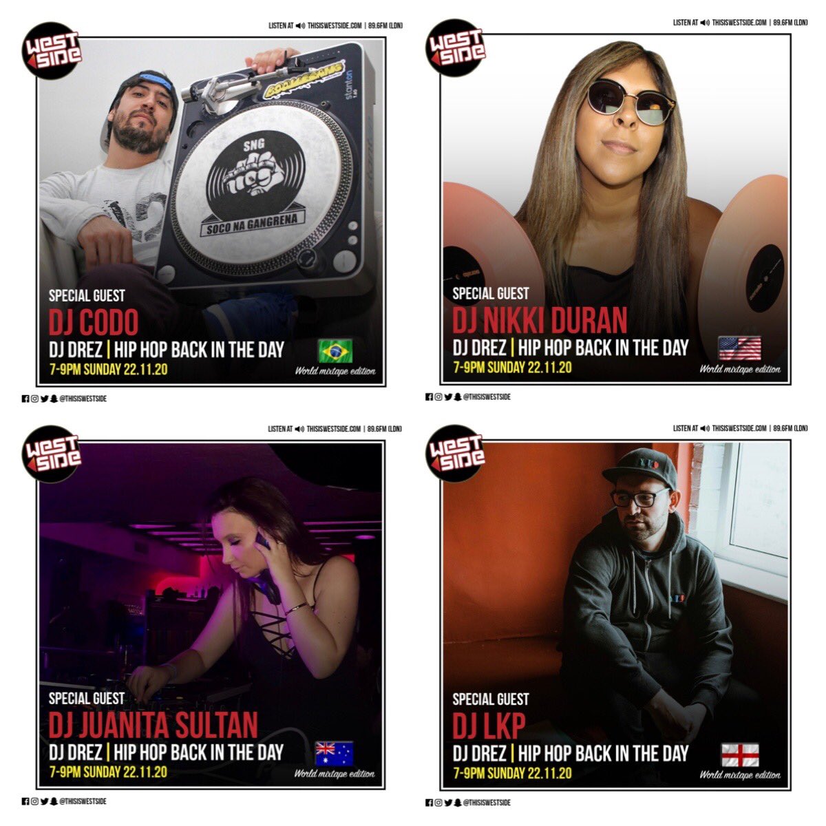 HHBITD's tweet photo. #worldmixtapeedition part 13 on @thisiswestside 7pm๐ฌ๐ง2pmET๐บ๐ธ
4 new dope DJโs from across the globe bringing that #hiphop ๐ฅ๐ฅ#thehiphopbackinthedayshow #DJCodo ๐ง๐ท
@DJNikkiDuran ๐บ๐ธ
@juanitasultan ๐ฆ๐บ
@DJLKP ๐ด๓ ง๓ ข๓ ฅ๓ ฎ๓ ง๓ ฟ https://t.co/cah5WQoCZO