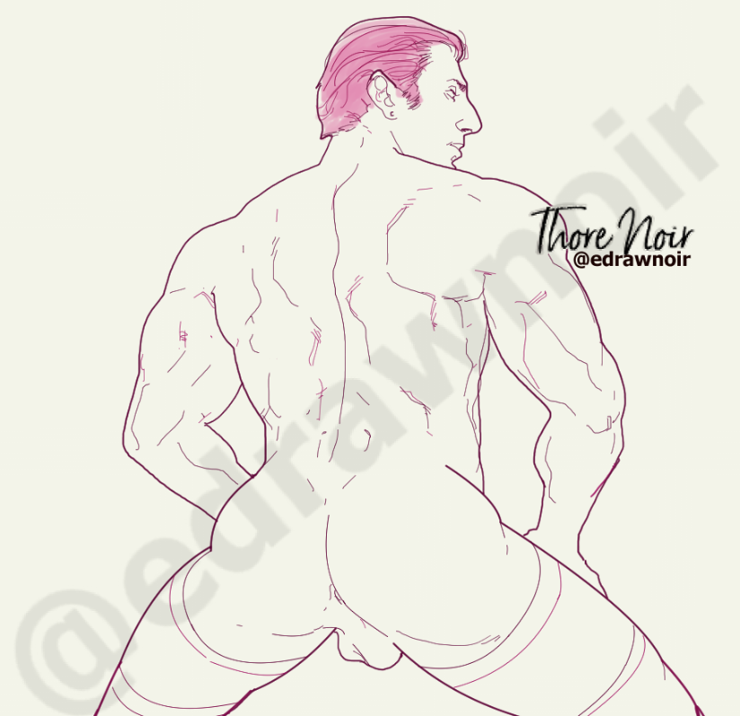 Edrawnoir's tweet photo. Sir JET @iamsirjet skechtable Noir and pink😀✍️

 #edrawnoir #posemodel #powerbottom #musclepink #pinkhair #thorenoiart #musclebuilding #lineart #posenudemodel #skechtable #nudemale https://t.co/3N3jgJyJZe