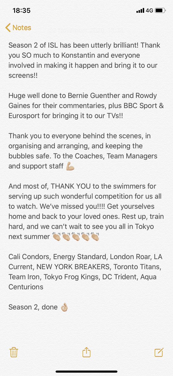 Thank you @iswimleague you were awesome! 👏🏼👏🏼👏🏼

@BBCSport @BernieGuenther @RowdyGaines @Eurosport_UK 

@calicondors_isl @energy_standard @ISL_LondonRoar @lacurrent_isl @nybreakers @TorontoTitansSC @Iron_ISL @DCTridentISL @tokyofrogkings #AquaCenturions