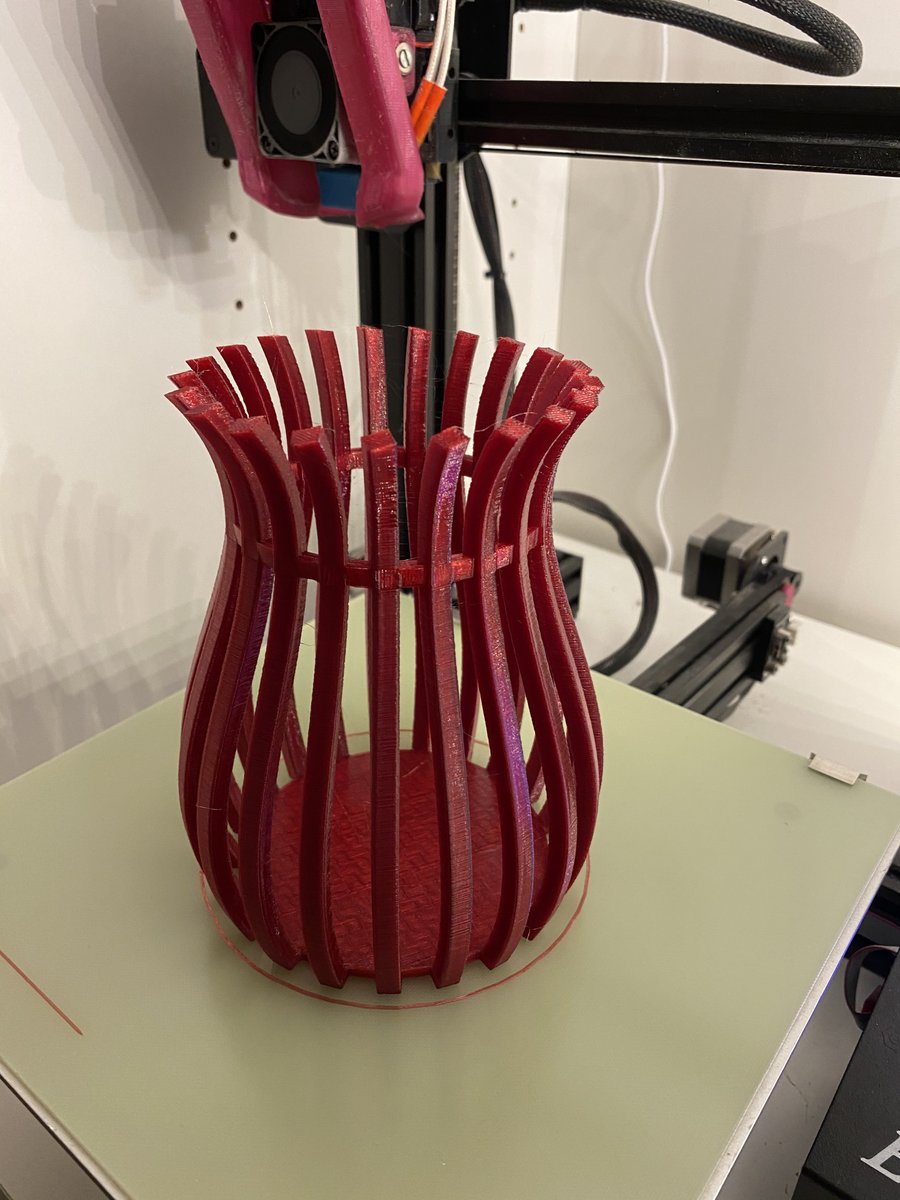 pisarm's tweet photo. Made a Stubby vase in Fusion 360, first print of the model in transparent red @Fiberlogy EASY PET-G. 

Model freely available here: https://t.co/qMxeWwVjQU https://t.co/2F0NkKyElr