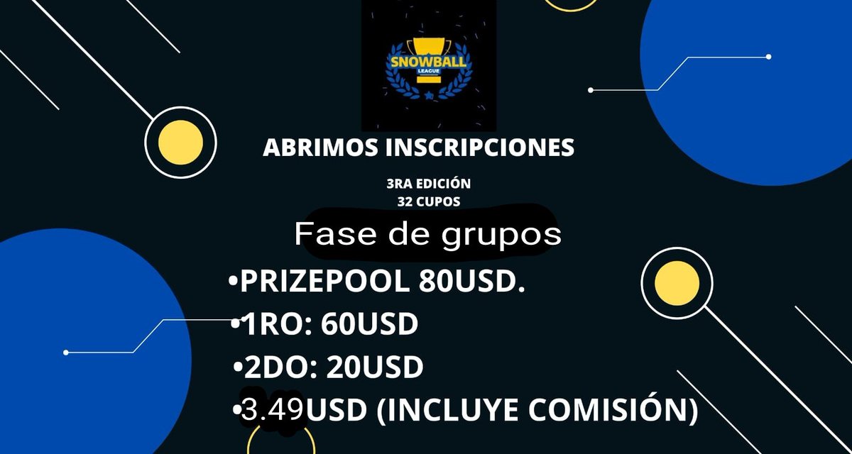 Aún hay espacio, no te quedes sin tu cupo!! 
Inscripciones de la tercera edición abiertas.
Dar RT+❤️
Etiquetar 3 equipos
Inscripción: 3.49usd (incluye comisión paypal)
#ClashRoyale #Sports