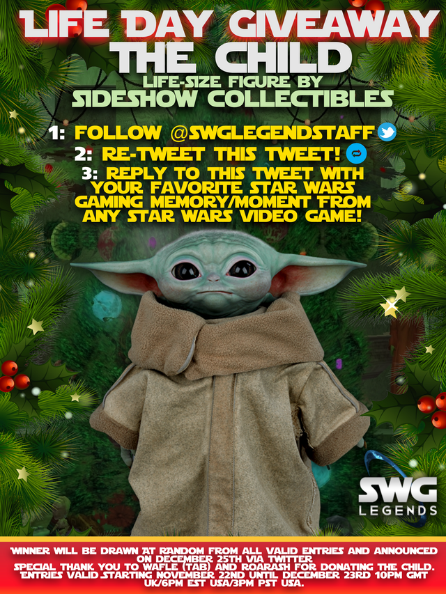 SWGLegendsStaff's tweet photo. The tradition of Life Day🎄has always been a fundamental occasion for #StarWarsGalaxies. The spirit of community and friendship is so important to us. We hope this giveaway will make a fellow Star Wars fan smile this Christmas! - May the force be with you.🎄See the image below: https://t.co/TUEcE2027D