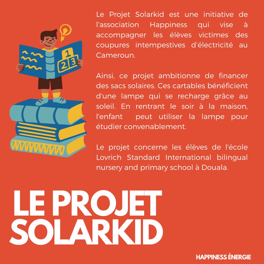 happinessafrica's tweet photo. Happiness Énergie lance #Solarkid ! 

Un projet solidaire ayant pour objectif de financer des sacs solaires pour des enfants dans une école primaire à Douala. 

Pour plus d’informations, rendez-vous sur notre cagnotte en ligne 👇🏾

https://t.co/sFHBGiAJxs https://t.co/U9DpOwxypJ
