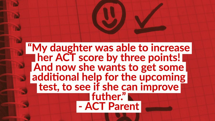 myACTcoach's tweet photo. My daughter was able to increase her ACT score by three points! And now she wants to get some additional help for the upcoming test, to see if she can improve futher.β - ACT Parent #ACTPrep #ACTProTip #NextLevel #CommitToCompete #HardWorkPaysOff #ScholarBaller https://t.co/8vZZ0BnVDs