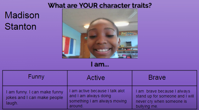 Grade4sfabx's tweet photo. Grade 4 studied Character Traits and Identified their own Traits. @Grade4sfabx @SFABronx https://t.co/qbI6Vuu32A