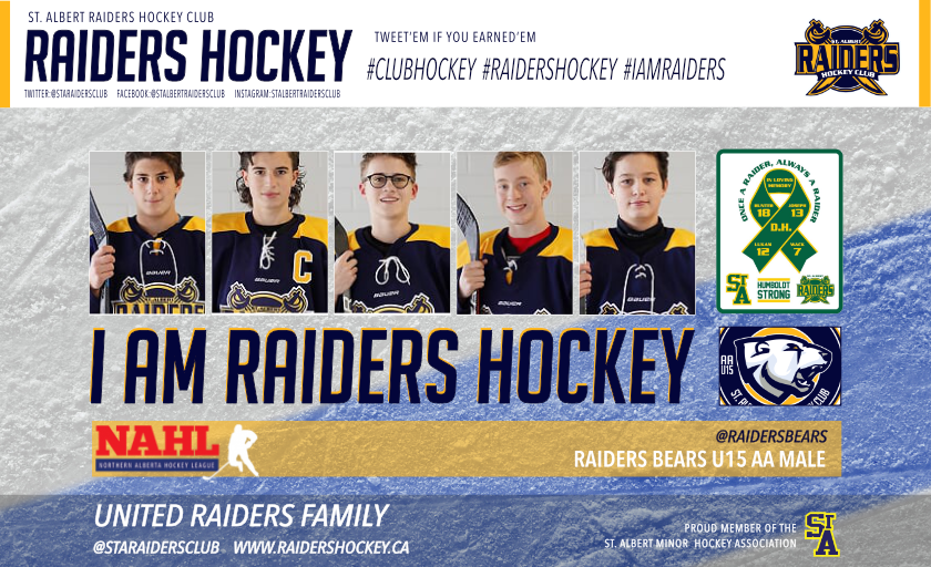 staraidersclub's tweet photo. I AM RAIDERS HOCKEY.
Proud to wear the Raiders jersey, no matter the division, gender or age category.
Visit https://t.co/aTuTCQAklR to learn more.
Highlighting the U15 AA @RaidersBears program.
#IAMRAIDERS #RAIDERSHOCKEY #CLUBHOCKEY #STABUILT #SAMHAPROUD https://t.co/wwY1g2XhXr