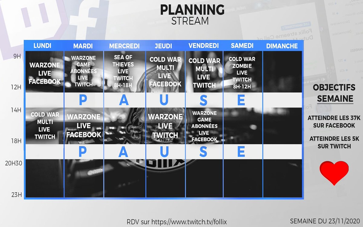 FollixFR's tweet photo. Voilà le planning de cette semaine les Snakes #TeamFoFo ❤️ https://t.co/GWbguUcyt7