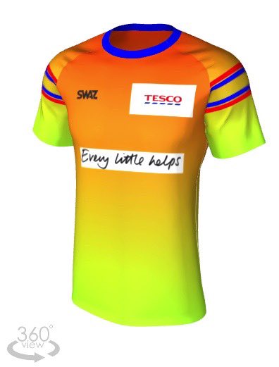  @Tesco:Home shirt is inspired by their iconic carrier bag, while the away kit is a nod to the high-vis jackets worn by delivery drivers.  #SupermarketShirts