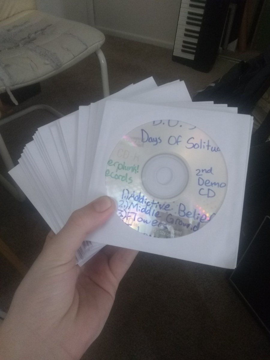 DOS_Official_AZ's tweet photo. Demo CD 2 is burned and ready to hand out for free at shows, once we can safely have in-person shows again! If you didn't get a copy of our first demo CD you can message us and we'll set one aside for you. Because once this batch of Demo CD 1 is gone we won't be making another! https://t.co/guIAdOiOr4