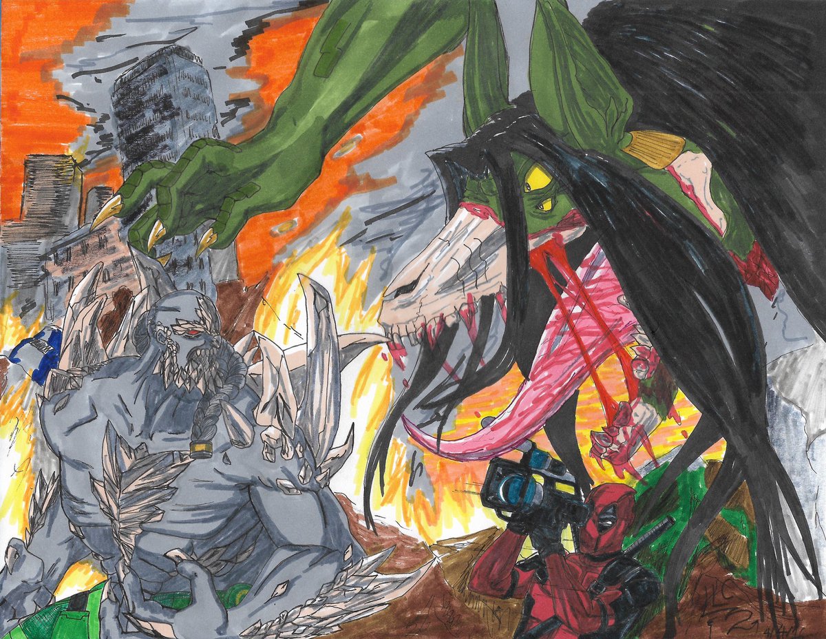 LazzyDawg17's tweet photo. Some REALLY old art pieces that I still get notifications for to this day on my DeviantArt and Tumblr...
Before I transitioned to a digital format...
#LazzyDawg17 #ArtistOnTwitter #Doomsday #SCP682 #Deadpool #TheHauntedReader #TheTaker #DrCool #SCP #Marvel #dccomics https://t.co/c5BP7h1MXU