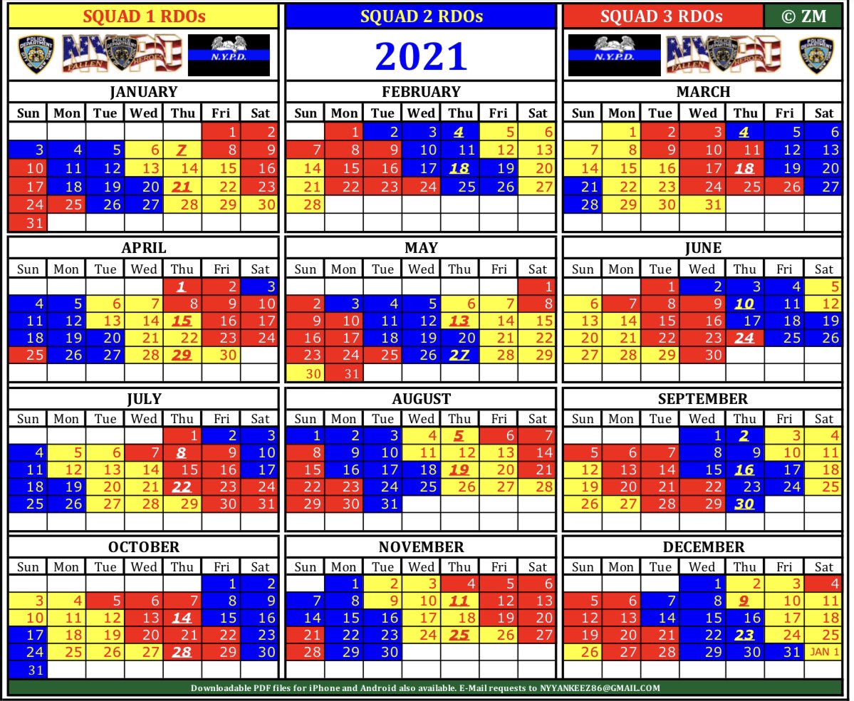 Zee On Twitter: "2021 Nypd Rdo Calendar For Patrol Squads. @Nypdmuslim @Nypdpals @Nypdnews @Nypddesi @Nycpba @Jzubipba @Grablecorey Https://T.co/Klh4Zkjnm9" / Twitter