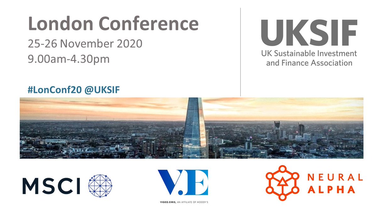 #SriAgenda next week | #Nov25_26 

#LonConf20 - #London Conference 2020 "<a href="/UKSIF/">UKSIF</a> 
uksif.org/events/london-… 
@UKSIFCharlene <a href="/GeilanMB/">Geilan Malet-Bates</a> <a href="/aara81/">Aarti Ramachandran</a> <a href="/MSCI_Briand/">Remy Briand - MSCI</a> <a href="/NeuralAlpha/">Neural Alpha</a> <a href="/virtuvestuk/">Virtuvest: the ethical investor network</a> @profit_impact <a href="/ClarityAIEng/">Clarity AI Engineering Team</a> <a href="/p1investment/">P1 Investment</a> 

#sustainablefinance #sri #esg #greenfinance #impinv