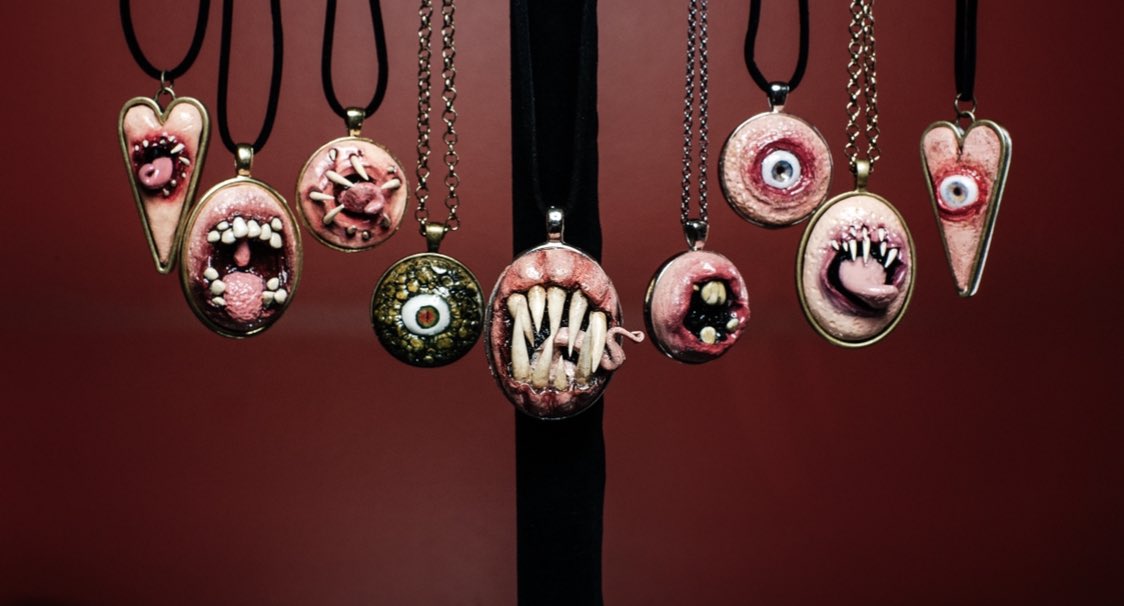 aalexandriabish's tweet image. So I used to make these little creepy pendants years ago and I’m getting back into it. I’ll have some available at my next shop update.
