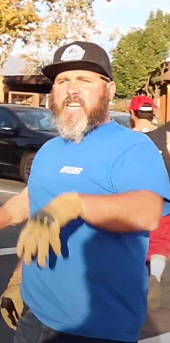 SDAgainstFash's tweet photo. Open call out to San Diego.

Does anyone recognize this chud who spit on an activist (@spookybitch999) yesterday in Poway?
His motorcycle is in the quoted tweet.

Let's ID this asshole.
RT to amplify, please.

@DECSucks
@AN_PLF
@SanDiego_Antifa
@moms_wallSD
@Oside4All https://t.co/zzKxnXZeK6
