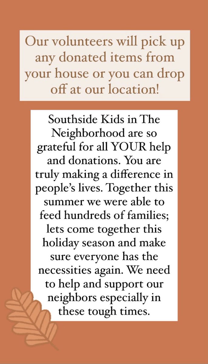 southsidekin_'s tweet photo. Just 3 days until the Thanksgiving food drive! If you are heading to the grocery store or just cleaning out your pantry, please consider donating to this cause. No donation is too small. https://t.co/LNg2Zj5t8J