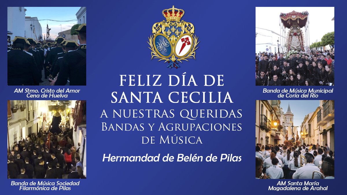 Nuestro más sincero ánimo y oración pidiendo por la mejora de esta situación tan lamentable por la que están pasando debido a la pandemia nuestras queridas Bandas.

Pronto volveremos a vernos, y seréis la música que acompañe a nuestros S. Titulares.

Feliz día de Santa Cecilia.