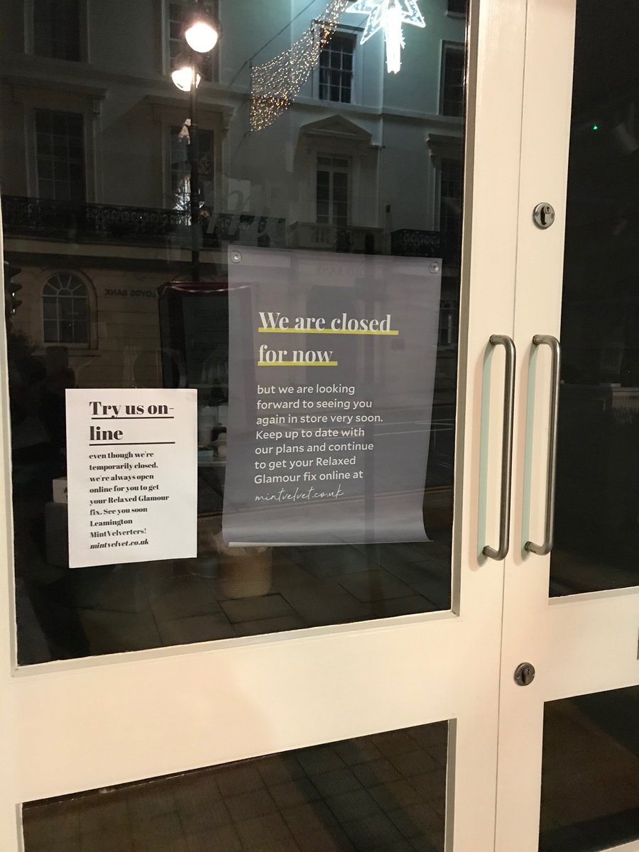 WordsmithUK's tweet photo. I’ve been adding some tone to town. I was fed up of seeing so many b&amp;w A4 printouts in shop windows with their lack lustre  ‘we’re closed’ messages. So I did something about it, and one week on they’re still up. Let’s get more creative esp with our indies 🖤 @LeamingtonGuide https://t.co/KtKU6cprZP