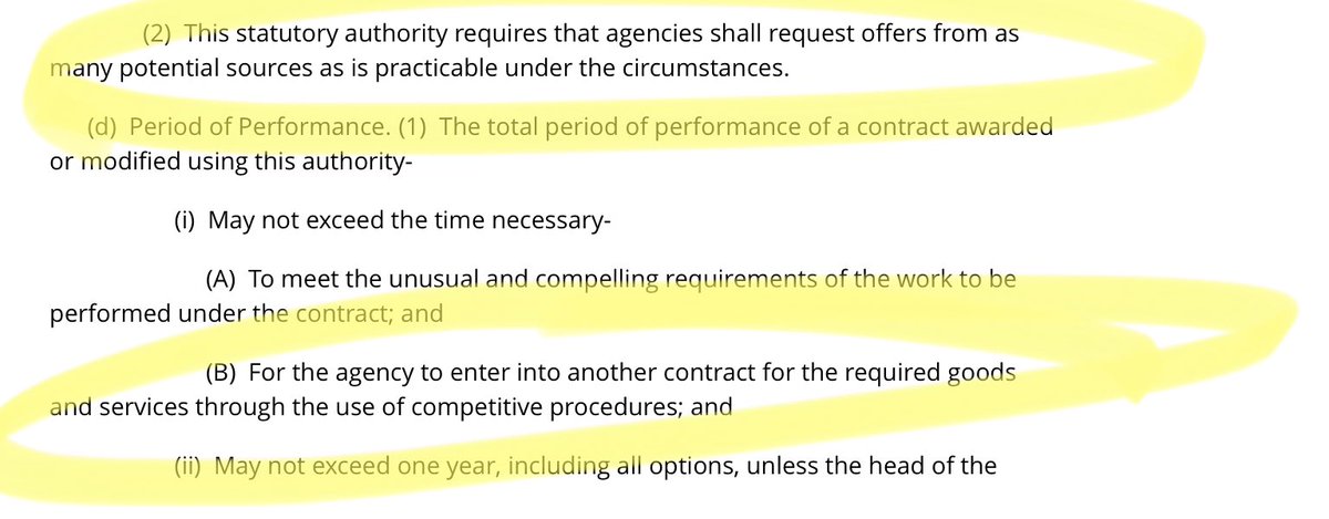 Over at GSA:  @GSAEmily should explain how this contract does NOT violate FAR 6.302-2, which places clear limits on the use of non-competitive contracts. At least two such limitations appear to be violated in this case.Src:  https://www.acquisition.gov/far/part-6#FAR_6_302_2