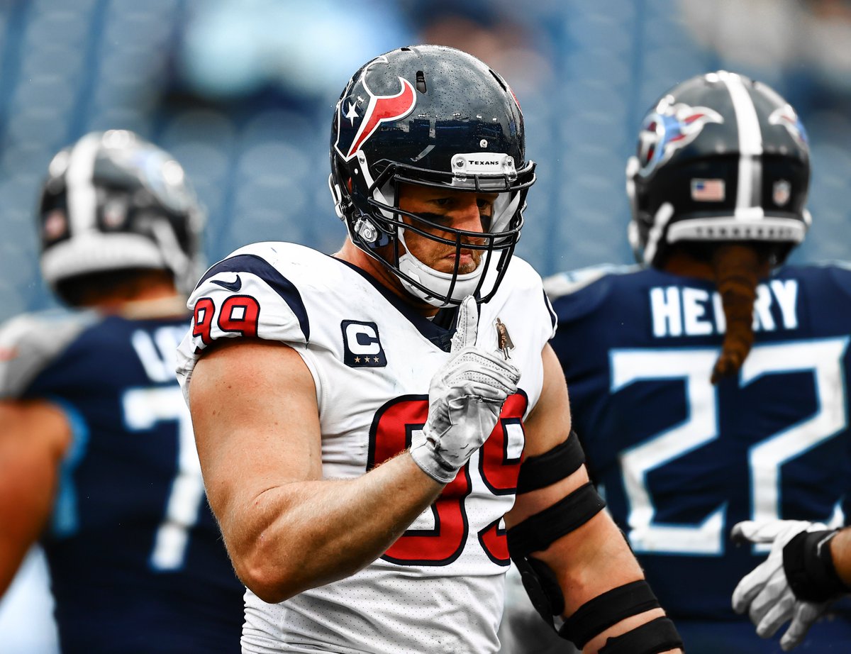 TexansPR's tweet photo. #Texans DE @JJWatt has recorded four passes defensed in a game for the first time in his career. His four passes defensed are tied for the second-most by a defensive lineman in an NFL game since 1994. https://t.co/rIXaBwsple