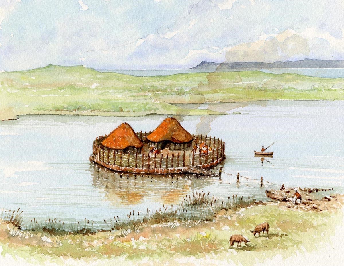 's tweet image. For our overseas friends, a crannog is an island, usually artificial, in a lake, that has been made into a settlement site, usually a habitation of a local king #Lagore