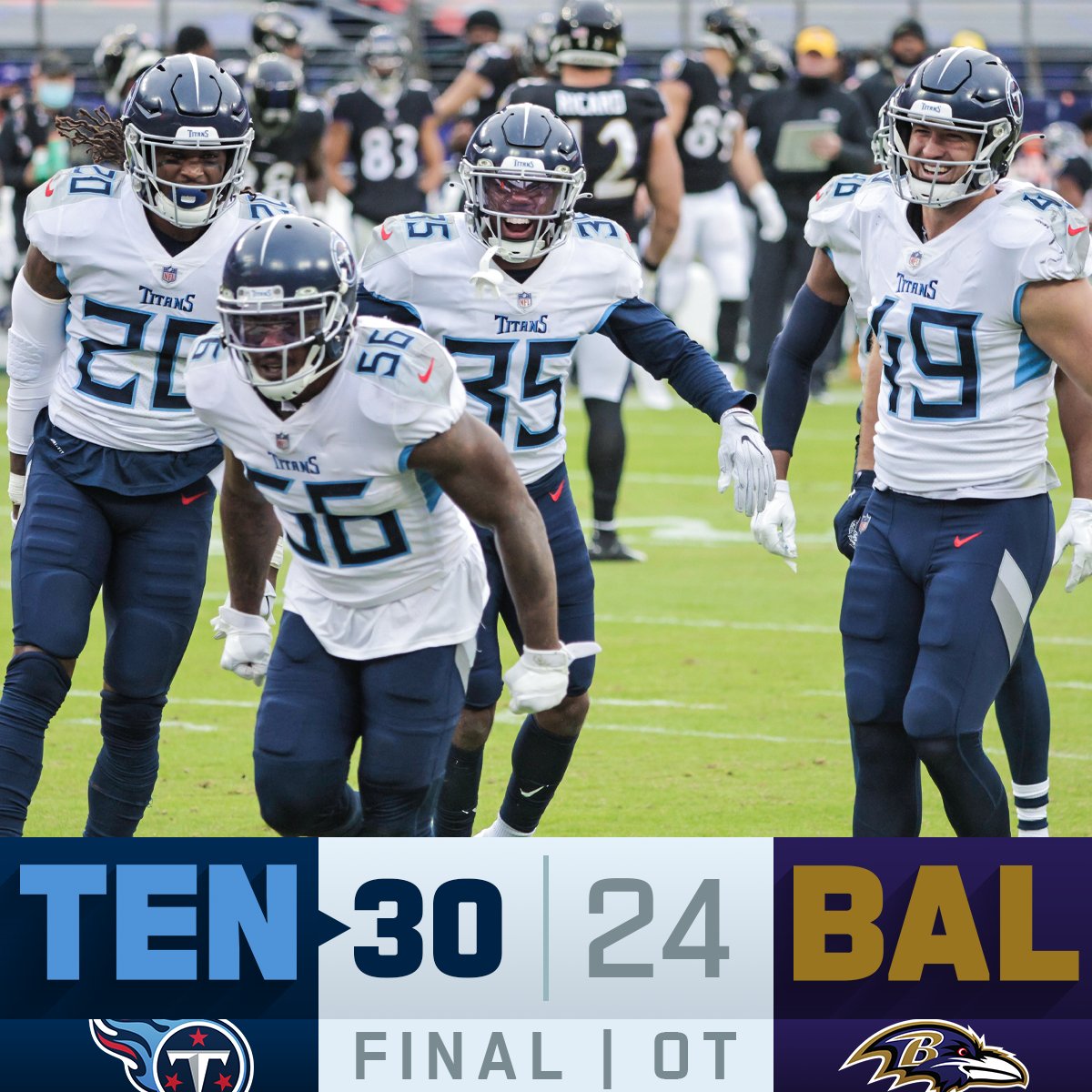FINAL: The <a href="/Titans/">Tennessee Titans</a> get the win in OT! #TENvsBAL