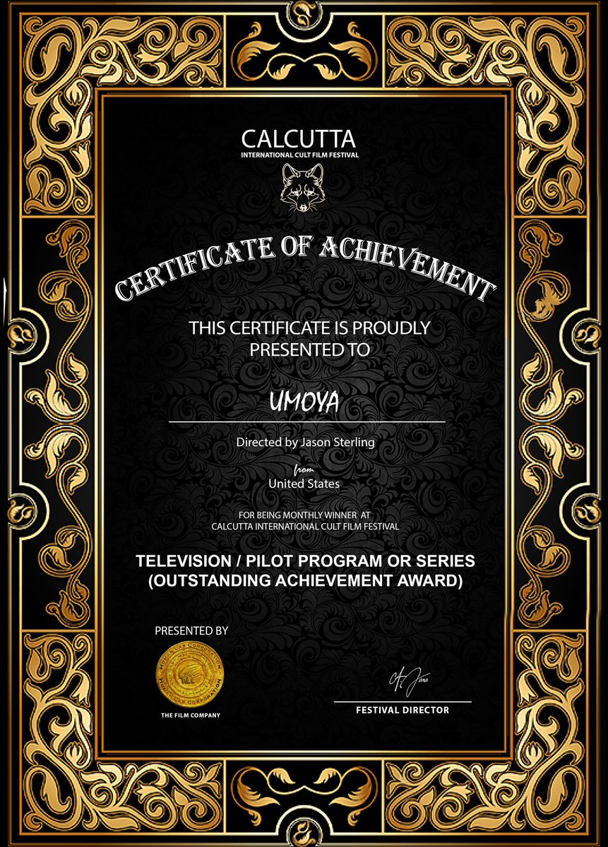 JSFilms3's tweet image. UMOYA WINS ANOTHER 6 FILM AWARDS IN INDIA!!!

The Awards are climbing as the UMOYAMANIA is beginning to grow around the world! UMOYA took top honors again with winning 6 Awards at the CALCUTTA INTERNATIONAL CULT FILM FESTIVAL in India!
We would like to thank the CICFF and INDIA!
