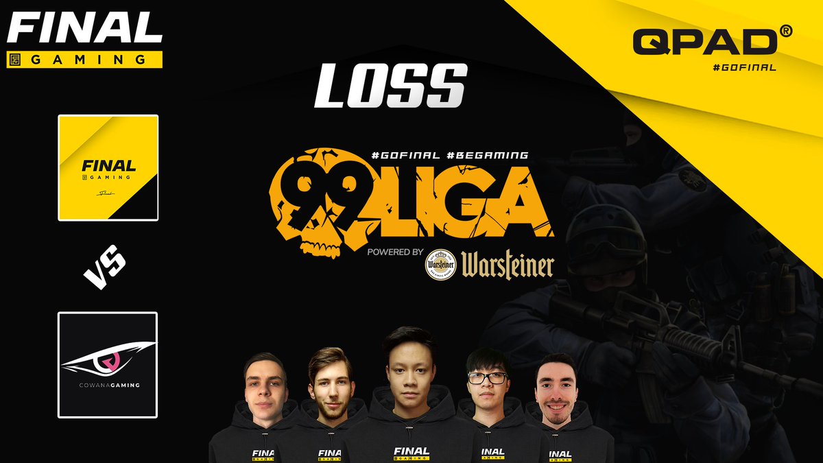 Was für spannende Matches!
Leider unterliegen wir auf inferno und auch auf nuke gegen <a href="/cowanaGaming/">cowana</a> mit 13:16 auf beiden Maps! ggwp!

Somit war es das mit uns und der Rele.
Dennoch sind wir sehr stolz auf unsere Jungs!

@CptMikael @CargoCSGO <a href="/pr1metapz/">pr1metapz</a> <a href="/hayanhCS/">Quang-Anh</a> <a href="/SH1NO_cs/">Martin Trpiš</a> 

💪💪