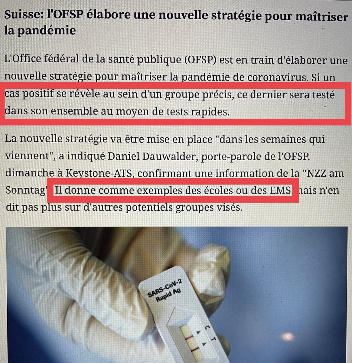 jul2bert's tweet photo. Nouvelle stratégie #COVID19 de l’#OFSP : Tester un groupe dans son ensemble dès lors qu’un cas + est identifié (EMS, écoles etc...).
On progresse !!?
#Enfants enfin testés?
#CoronaInfoCH
#testrapides
@itosettiMD_MBA
@LUppsala
@kendette
@samiahurst https://t.co/reIPVviajQ