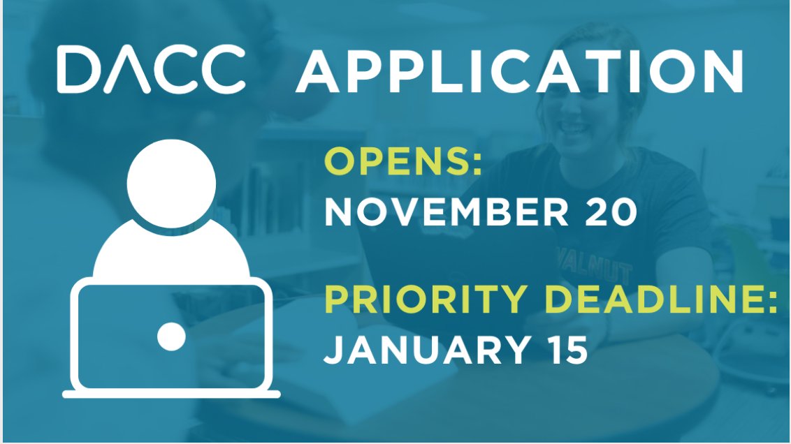 The DACC Application page is now open!  Here is the link to apply - Apply NOW - Dont get put on the wait list!  delawareareacc.org/high-school/ap…