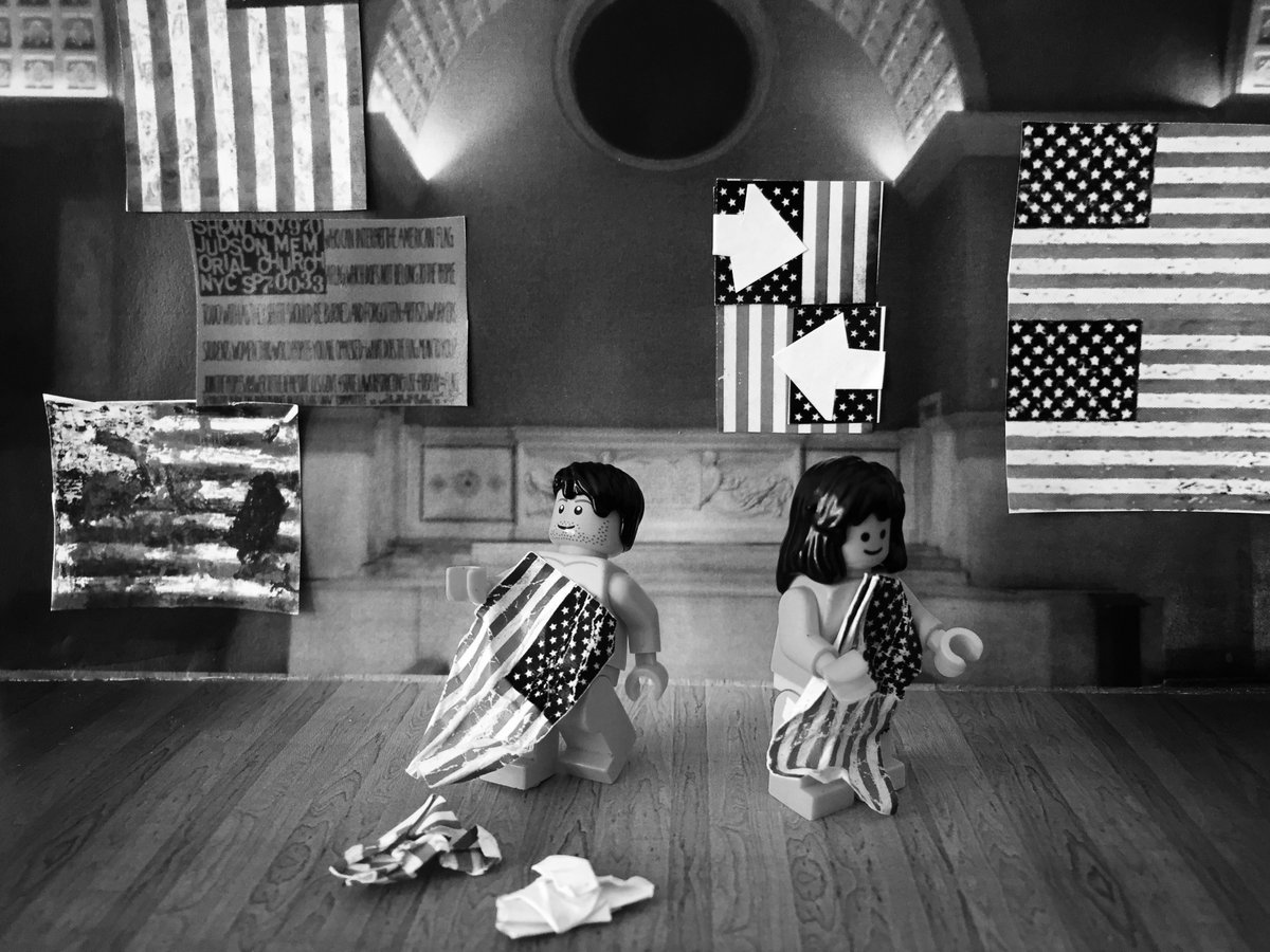 seetdance's tweet photo. Seems it's the right time to post my LEGO image of Yvonne Rainer's Trio A with Flags. #ProtestDance #JudsonChurch https://t.co/zcPefogO2z