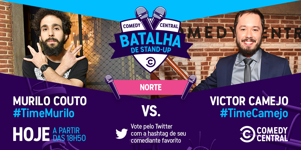 ComedyCentralBR's tweet photo. CHEGAMOS MEUS AMIGOS! A #BatalhaDeStandUp já começa com a Região Norte em foco! É o #TimeMurilo vs #TimeCamejo e o seu voto vai pra quem? Vota agora!🥊 https://t.co/zsGvkZclW4
