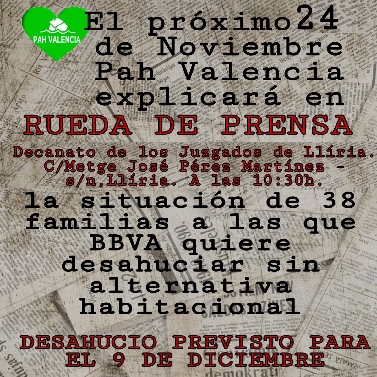 PAH_Valencia's tweet photo. .@PAH_Valencia PRÓXIMA RUEDA DE PRENSA https://t.co/TCkderSH1H